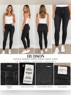 Hudson Natalie Midrise Super Skinny Ankle Jeans 31